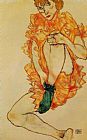 Egon Schiele Famous Paintings - The Green Stocking